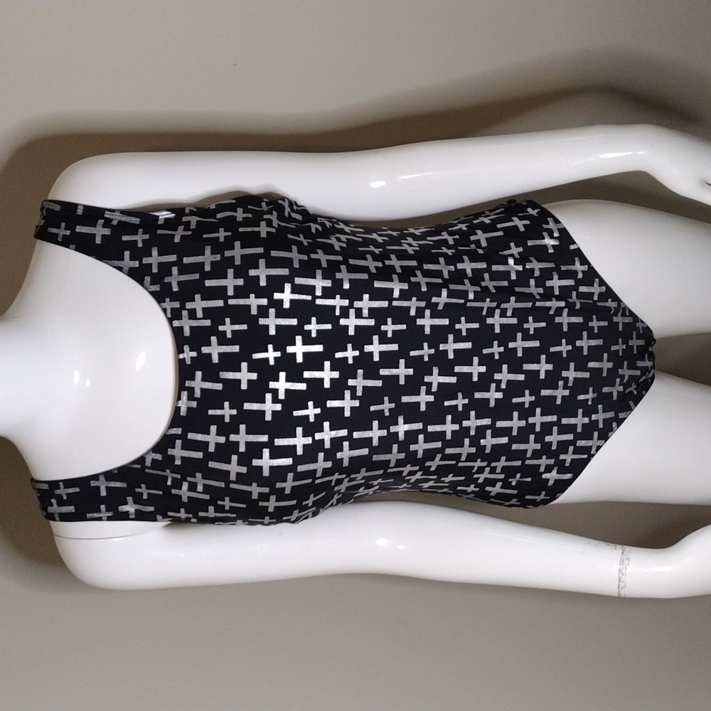 Emily B Original Black with Siler Crosses Swim Suite SZ Lg